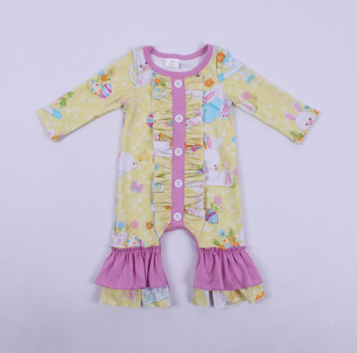 NEWBORN Yellow bunny romper