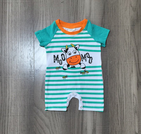 Stripe cow bee romper