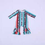 Serape leopard ruffle romper
