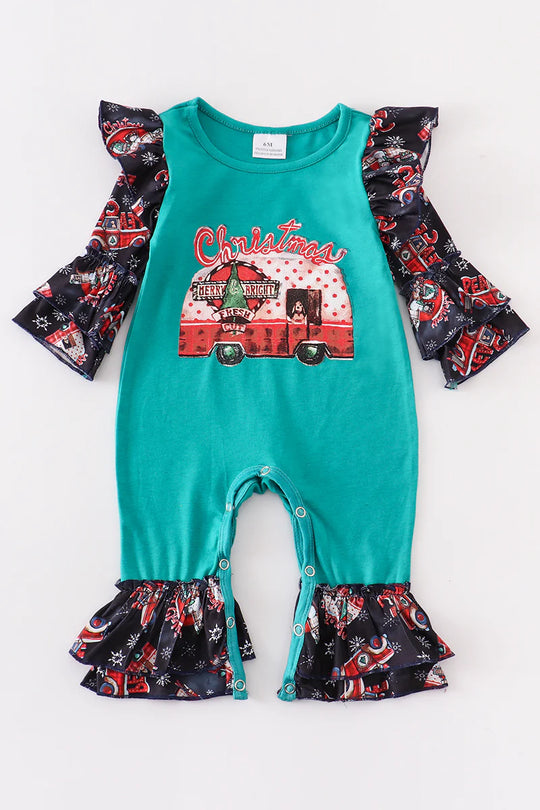 Ruffle Christmas Camper Romper