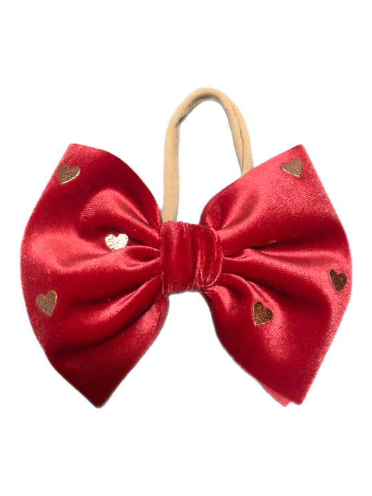 Red hearts velvet nylon