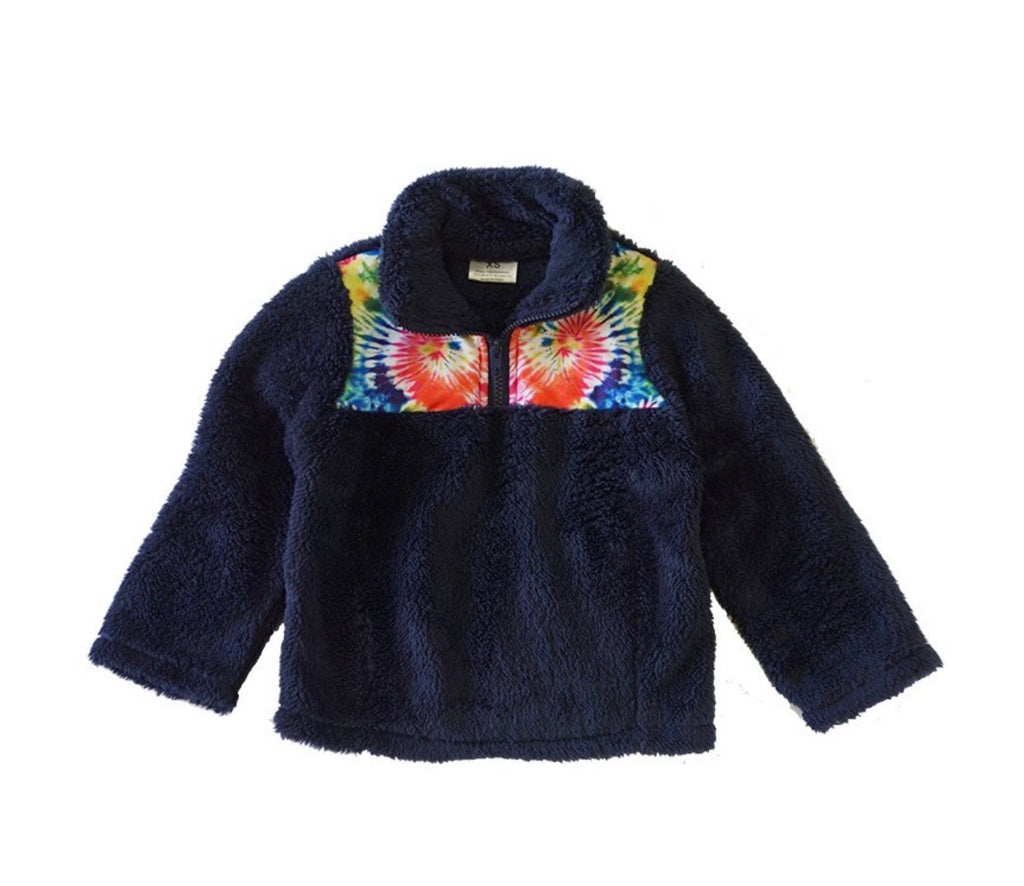 Navy Tie Dye Sherpa