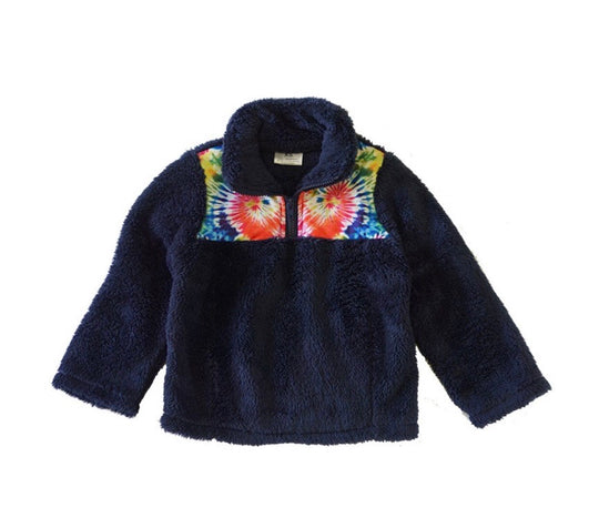 Navy Tie Dye Sherpa