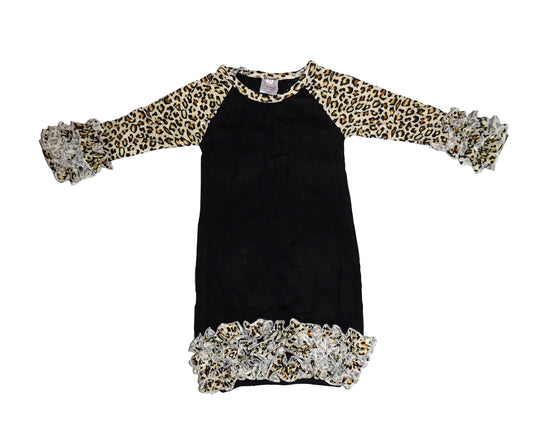 Leopard and black ruffle gown