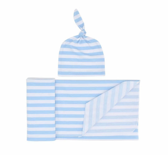 Blue stripe 2 piece swaddle set