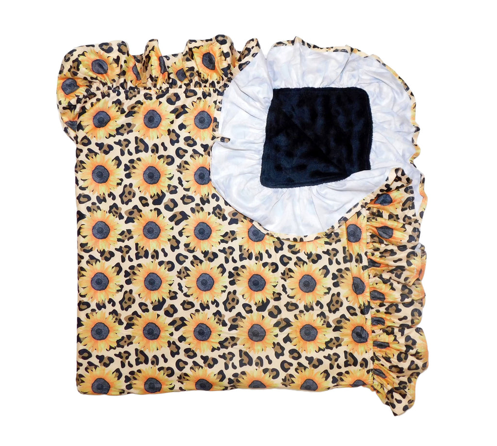 Sunflower leopard minky blanket