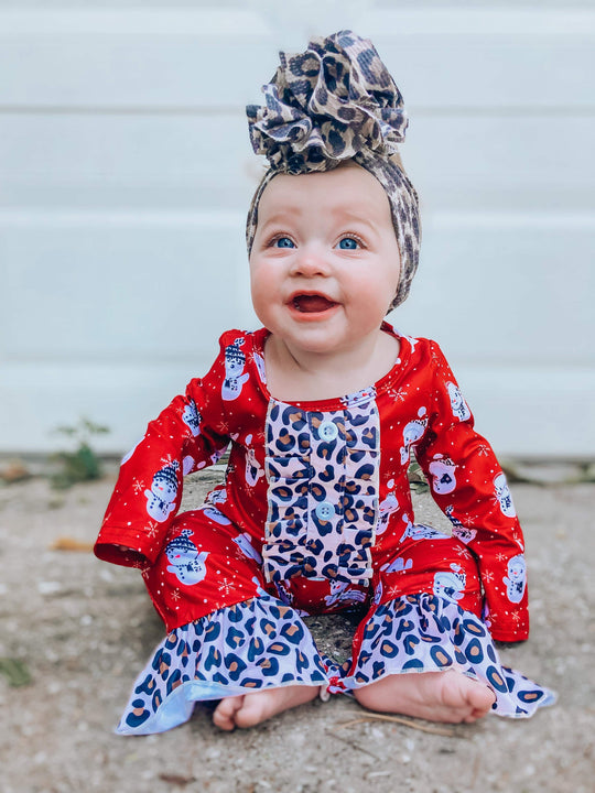 Leopard snowman romper