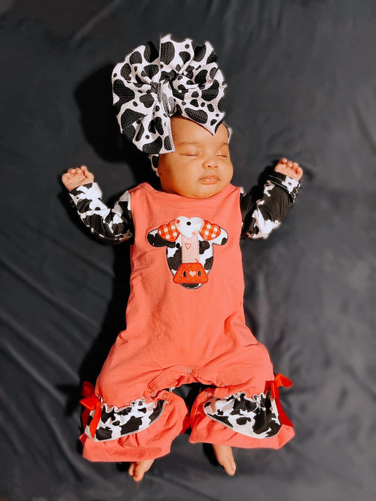 Pink Cow Hearts Romper