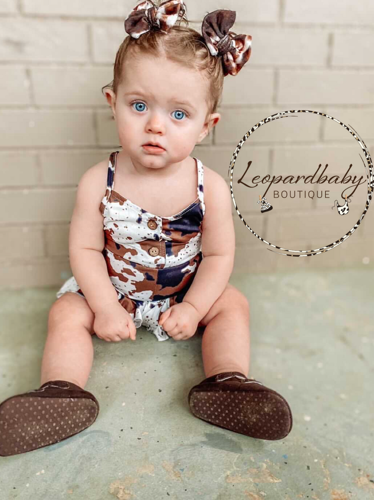 Cow romper with tie
