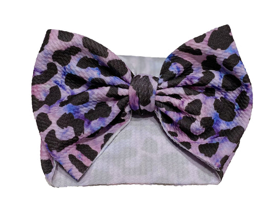 Purple Leopard Headband Bow