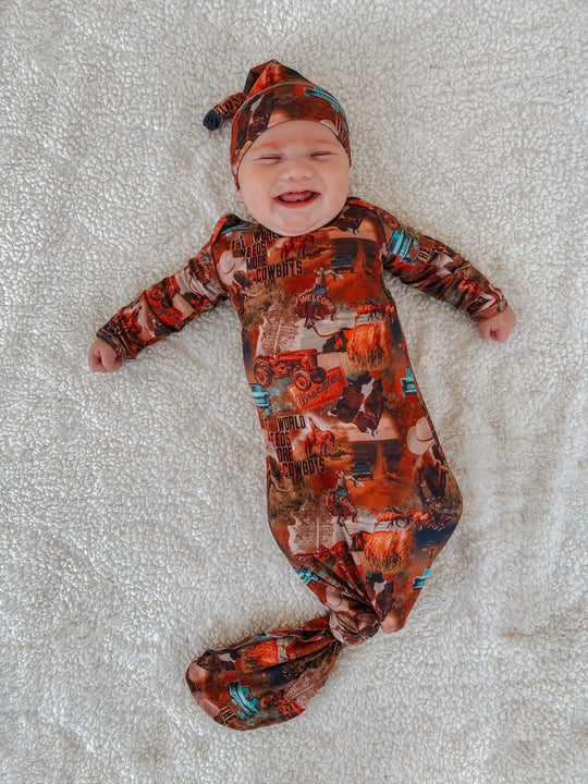 The world needs more cowboys gown and hat set