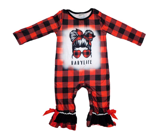 Buffalo plaid #babylife Romper