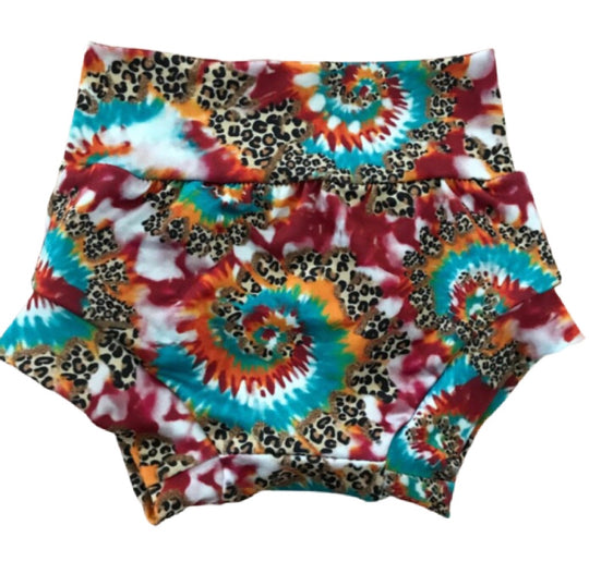 Tie dye leopard bummies
