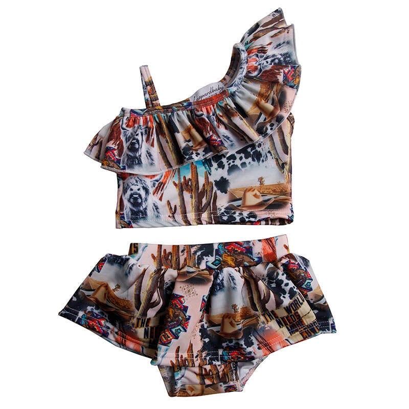 Western collage swimsuit two piece
