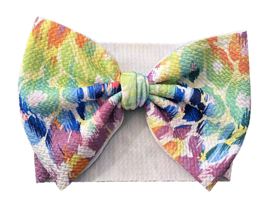 Rainbow Leopard Spots Headband Bow