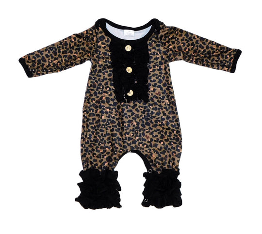 NEWBORN Leopard and black romper
