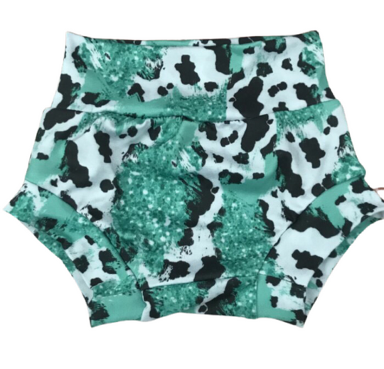 Cow and turquoise glitter bummies