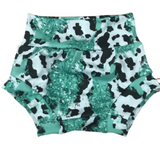 Cow and turquoise glitter bummies