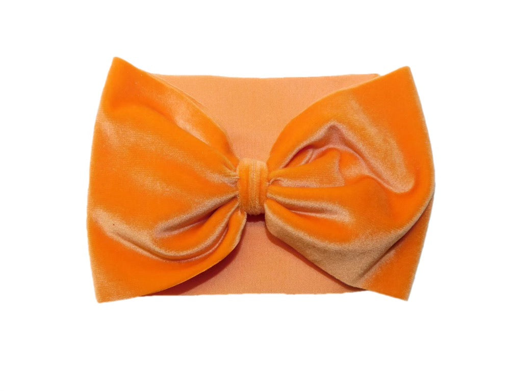 Orange Velvet Headband Bow