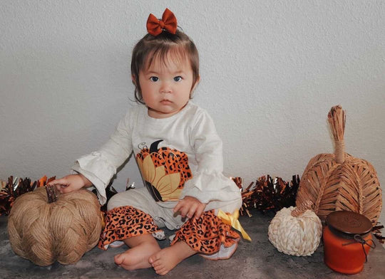 Ruffle leopard pumpkin romper