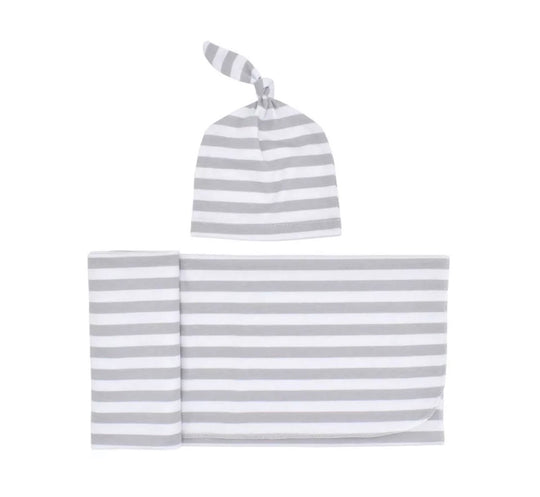 Gray stripe 2 piece swaddle set