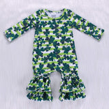 NB Shamrock stripe ruffle romper