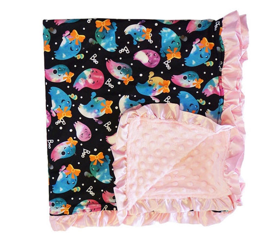 Ghost Halloween Pink Minky