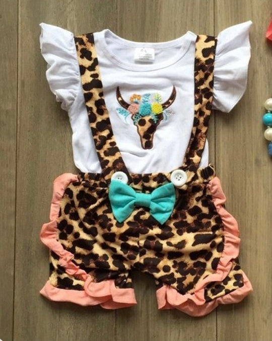 Leopard skull romper