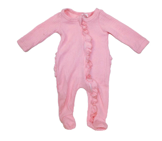 Pink ruffle waffle sleeper with ruffle back