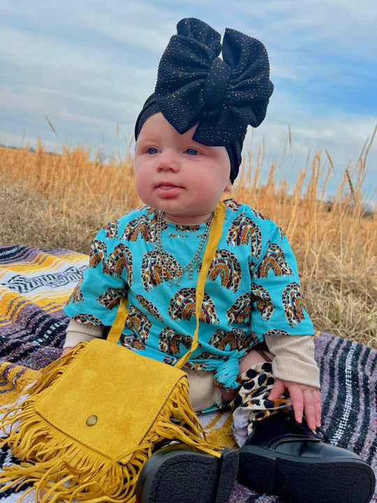 Mustard faux fringe purse