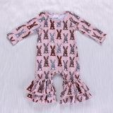 NB leopard bunny ruffle romper