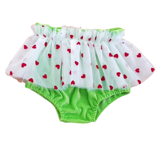 Green velvet Mesh Hearts bummies