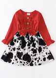 Red long sleeve Cow dress