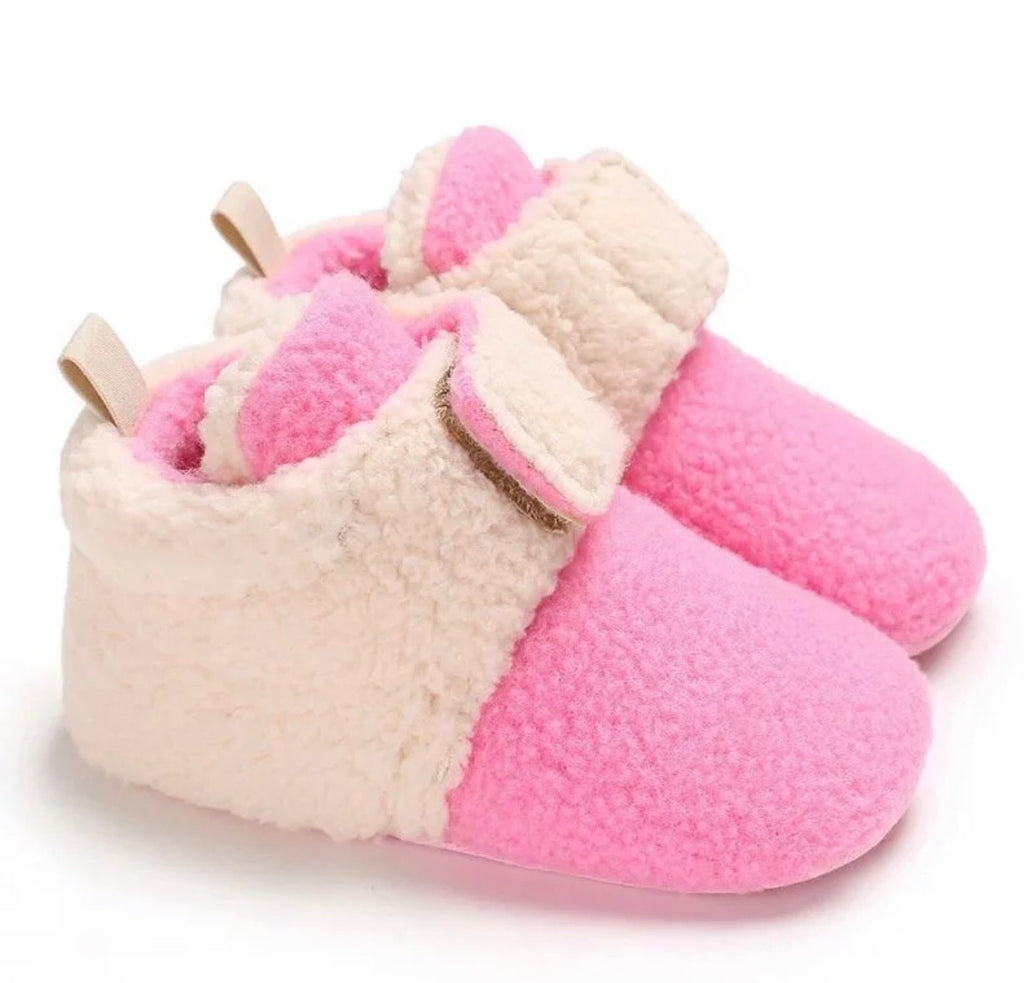 Warm wool pink Velcro baby shoes 0-6 month