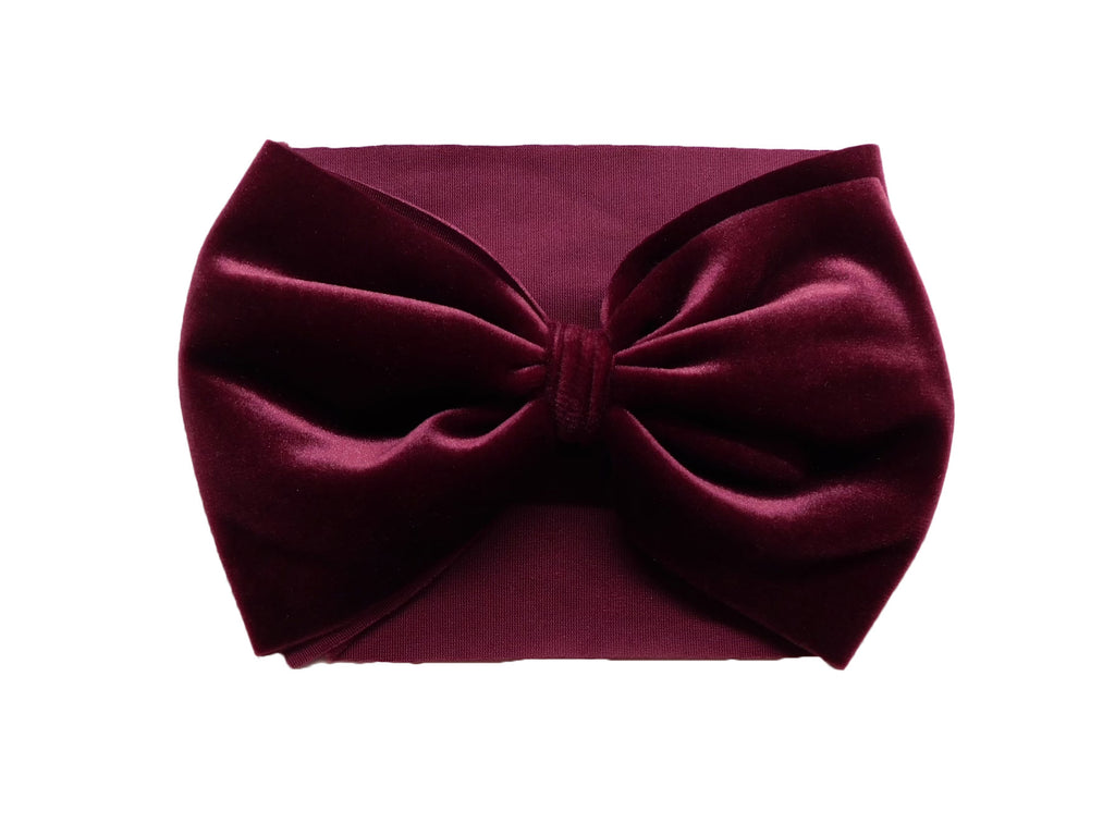 Velvet Magenta Purple Headband Bow