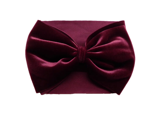 Velvet Magenta Purple Headband Bow