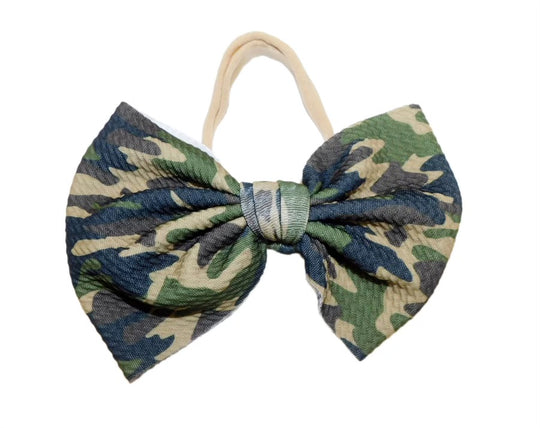 Camo Nylon Headband Bow