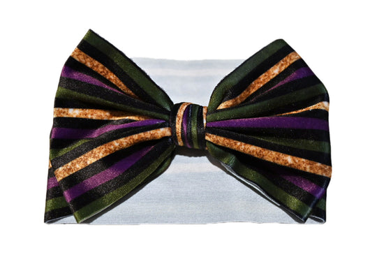 Handmade Velvet Stripe Mardi Gras Bow