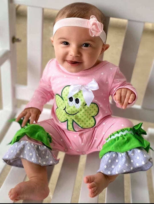 Pink Shamrock Romper