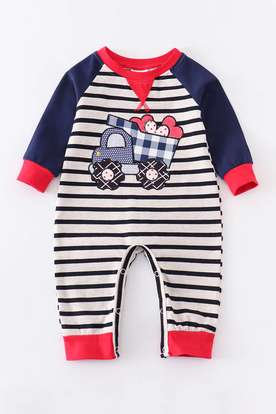 Stripe truck heart romper