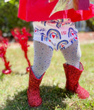 Glitter tights- White with red and blue bling