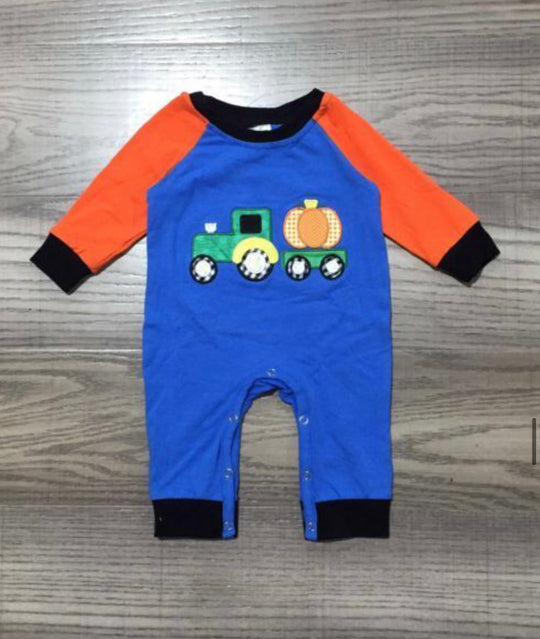Pumpkin tractor romper
