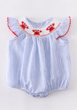 Blue crab Smocked embroidery romper