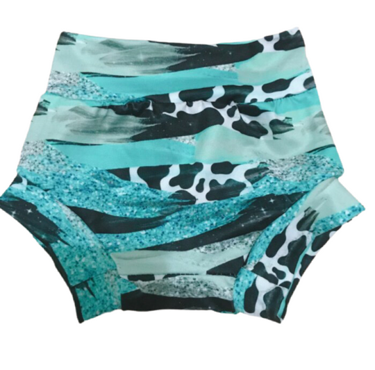 Blue cow brushstroke bummies