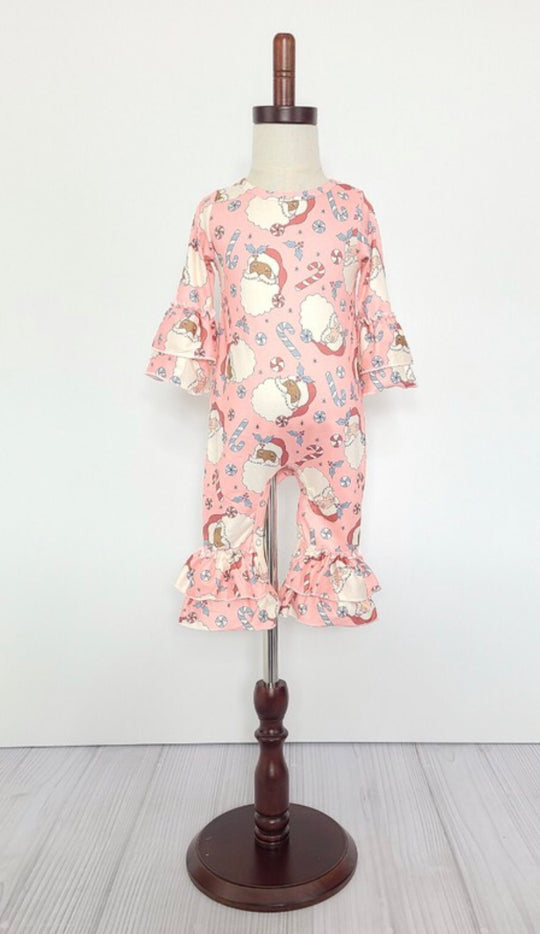 Clover cottage pink Santa romper