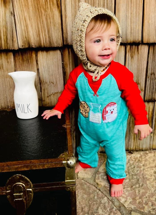 Green Milk and cookies romper