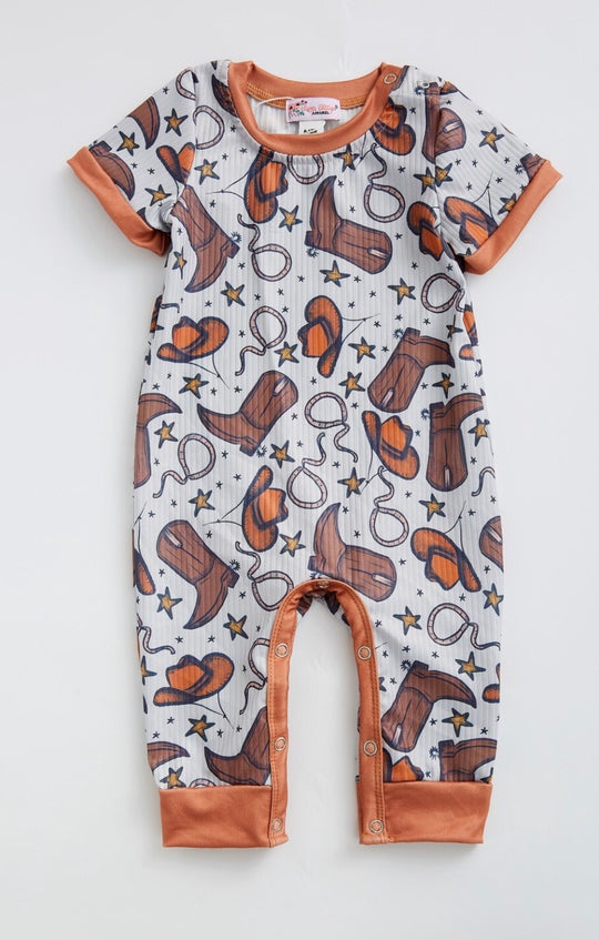 Clover cottage Cowboy boots romper