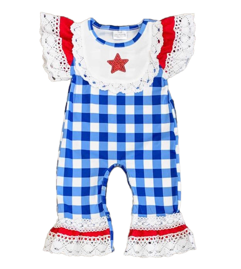 Red White and Blue Star Romper