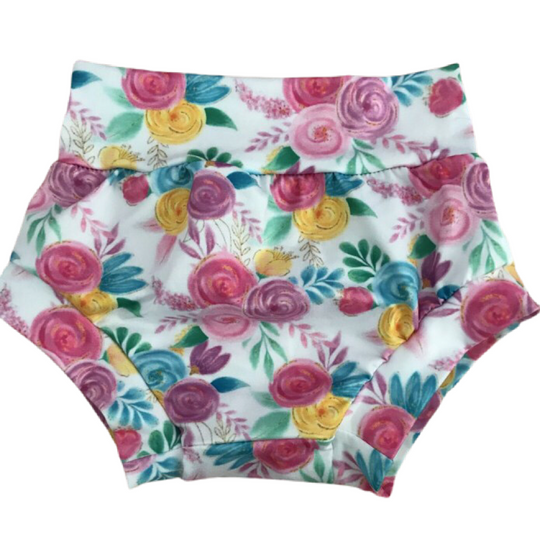 Pink, purple & yellow floral bummies