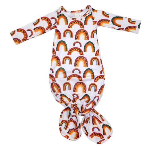 Green and orange leopard Rainbow knotted gown